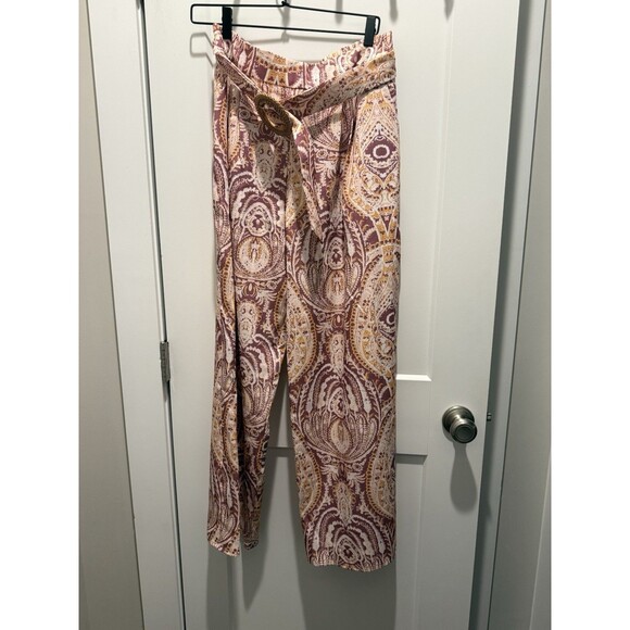 Lulu’s Women’s  Boho Aesthetic Mauve Multi Paisley Print Wide Leg Pants Size L - Picture 2 of 6